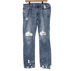 NSF Easy Straight Whiskered High Rise Distressed Jeans 31